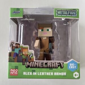 Minecraft Alex in Leather Armor Metalfigs 2.5" Die-Cast Figure Jada Mojang NIB